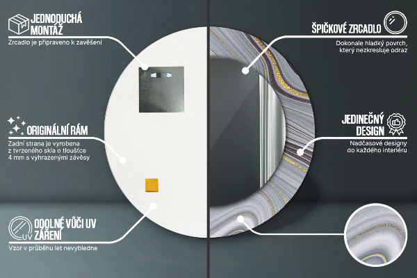 Specchio tondo decoro Marmo grigio