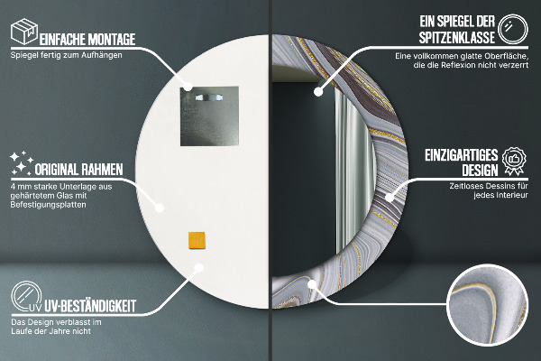 Specchio tondo decoro Marmo grigio