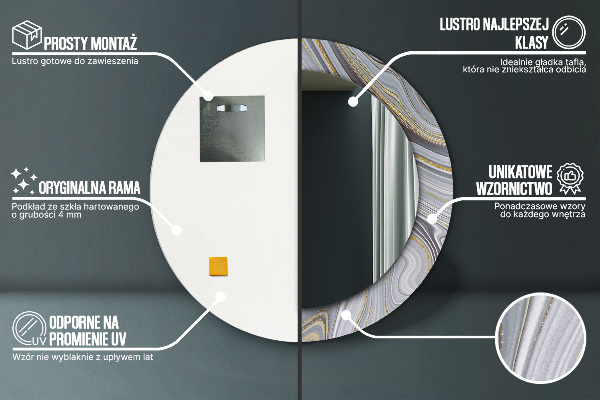 Specchio tondo decoro Marmo grigio