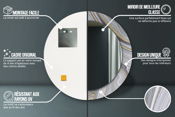 Specchio tondo decoro Marmo grigio