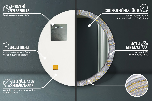 Specchio tondo decoro Marmo grigio