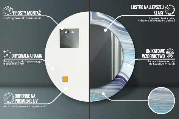 Specchio tondo decoro Marmo blu