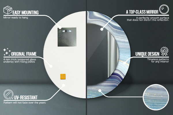 Specchio tondo decoro Marmo blu