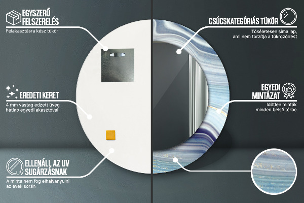 Specchio tondo decoro Marmo blu