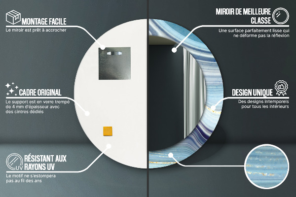 Specchio tondo decoro Marmo blu