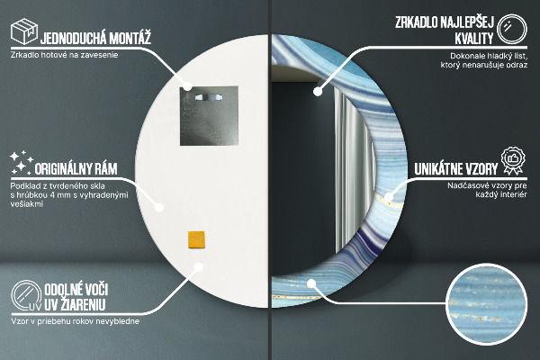 Specchio tondo decoro Marmo blu