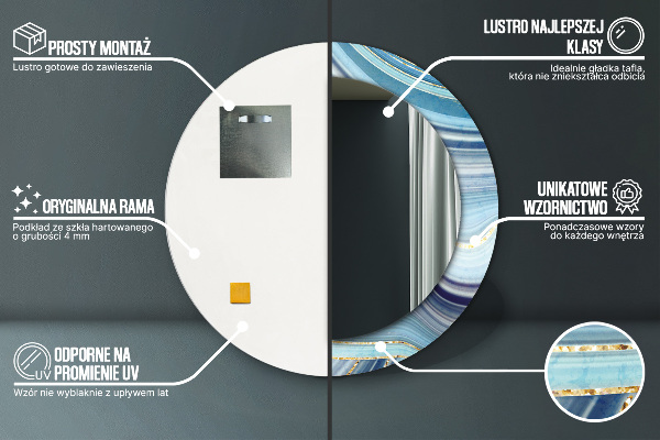 Specchio tondo decoro Marmo blu