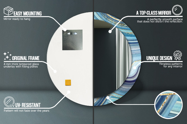 Specchio tondo decoro Marmo blu