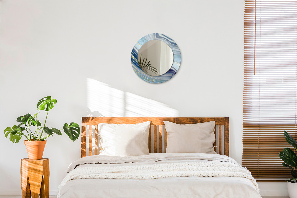 Specchio tondo decoro Marmo blu