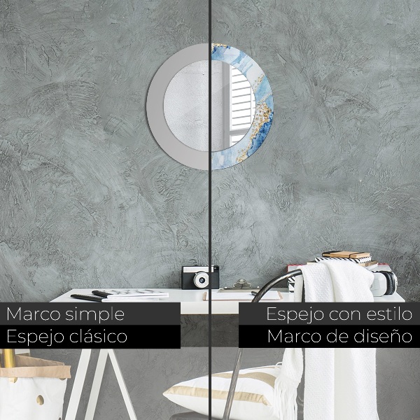 Specchio tondo decoro Oro di marmo blu