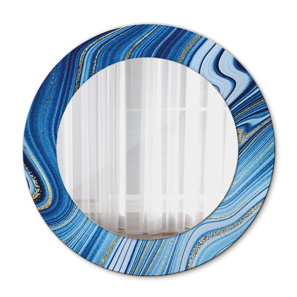 Specchio tondo decoro Marmo blu