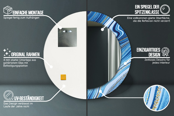 Specchio tondo decoro Marmo blu