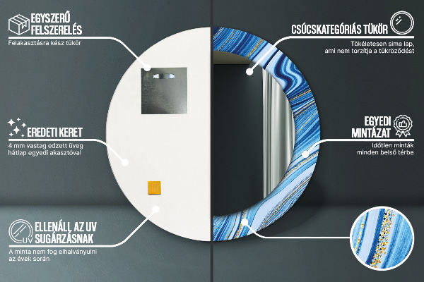 Specchio tondo decoro Marmo blu