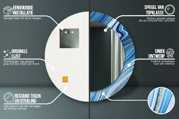 Specchio tondo decoro Marmo blu