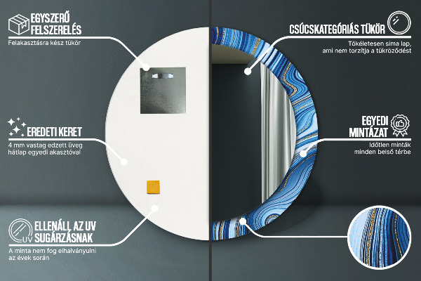 Specchio tondo decoro Marmo blu