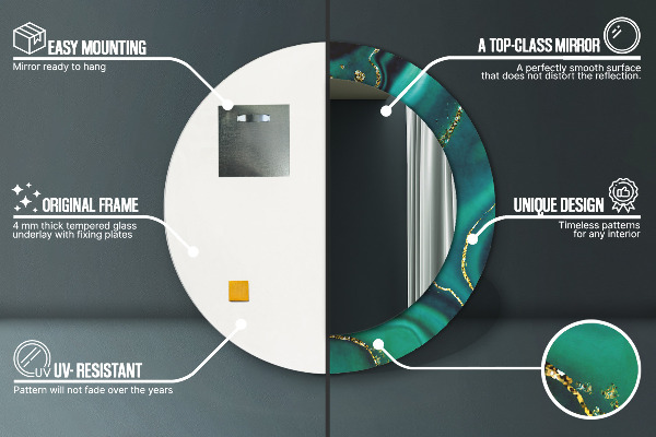 Specchio tondo stampato Marmo di smeraldo