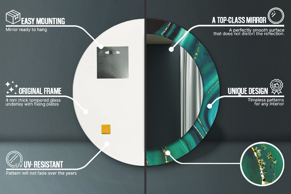 Specchio tondo stampato Marmo di smeraldo