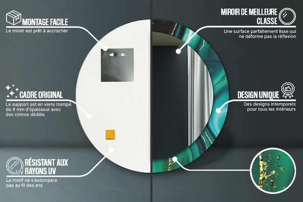 Specchio tondo stampato Marmo di smeraldo