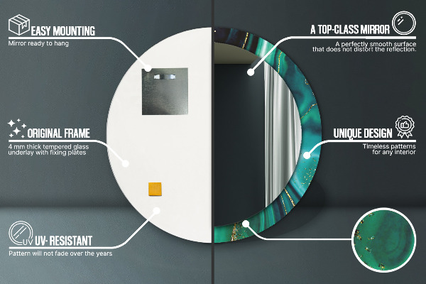 Specchio tondo stampato Marmo di smeraldo