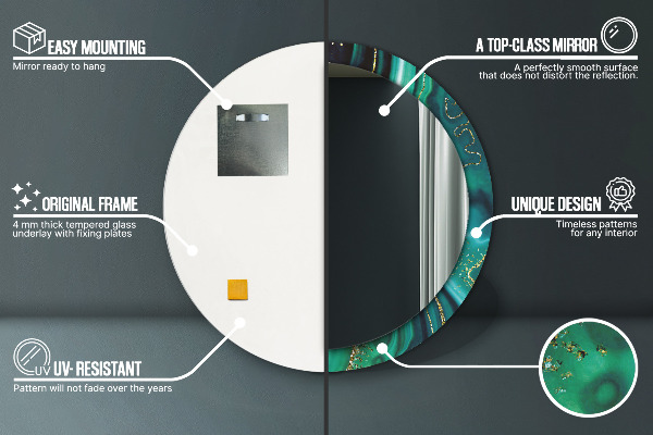 Specchio tondo stampato Marmo di smeraldo