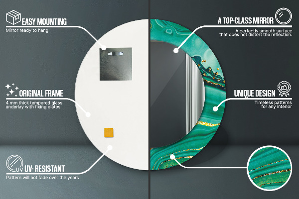 Specchio tondo stampato Agat Jaspis Marble
