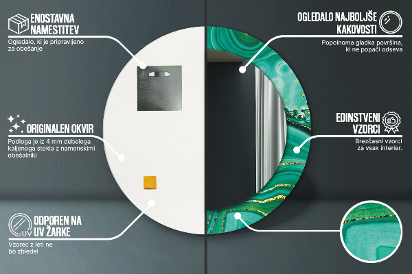 Specchio tondo stampato Agat Jaspis Marble