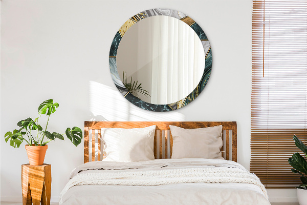 Specchio tondo stampato Agat e marmo d'oro