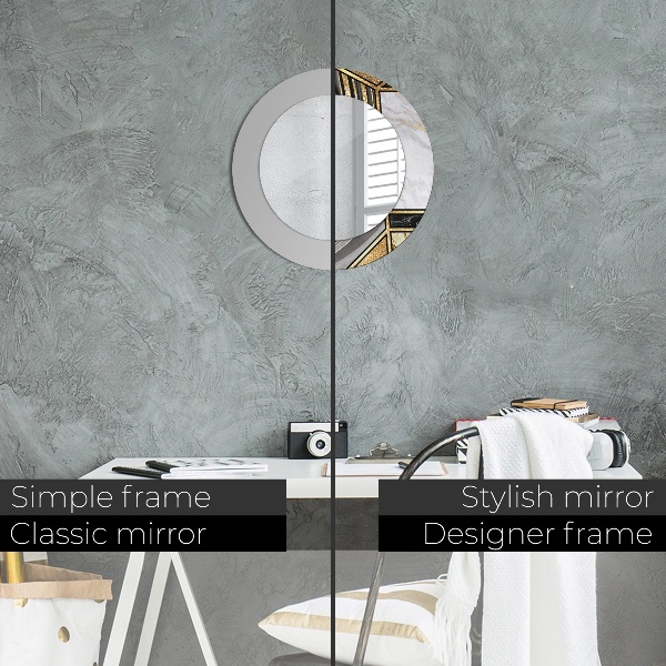 Specchio tondo stampato Agat e marmo d'oro