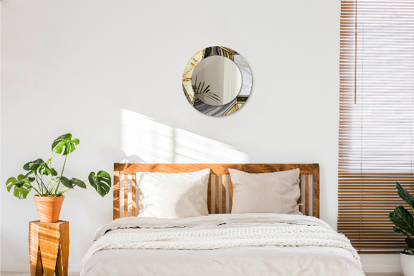 Specchio tondo stampato Agat e marmo d'oro