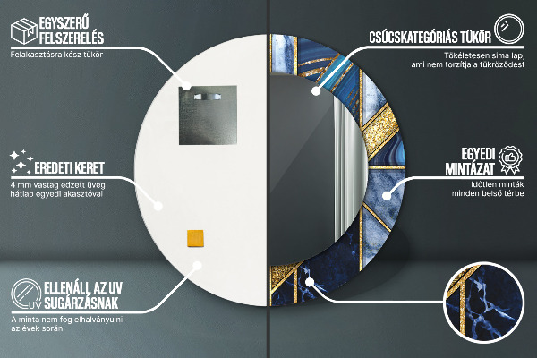 Specchio tondo stampato Marmo moderno