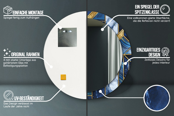 Specchio tondo stampato Marmo moderno