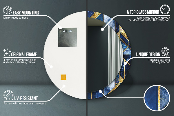 Specchio tondo stampato Marmo moderno