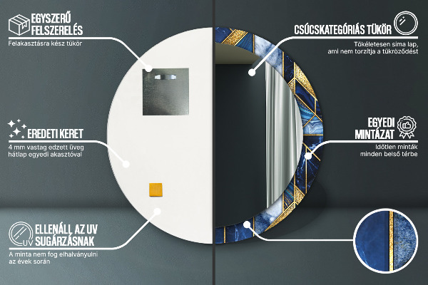 Specchio tondo stampato Marmo moderno