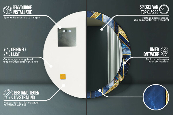 Specchio tondo stampato Marmo moderno