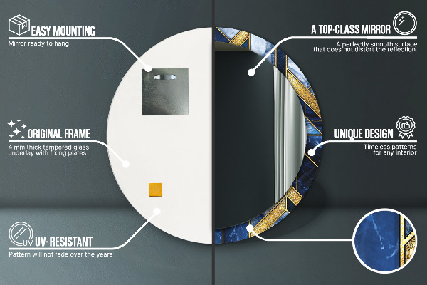 Specchio tondo stampato Marmo moderno