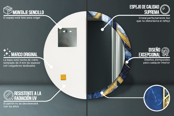 Specchio tondo stampato Marmo moderno