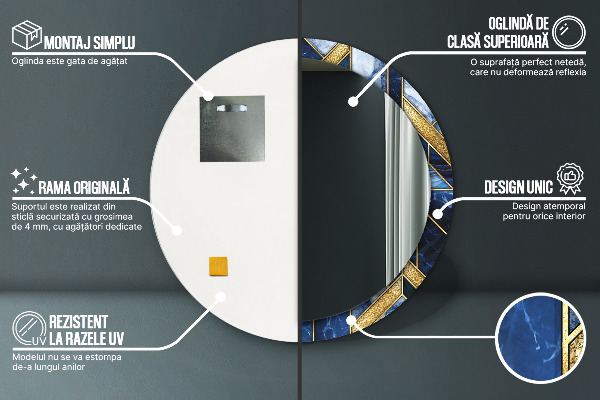 Specchio tondo stampato Marmo moderno