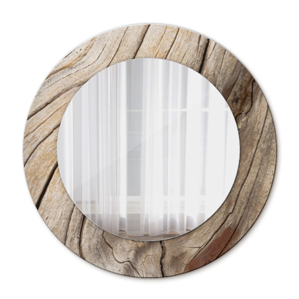 Specchio tondo stampato Legno rotto