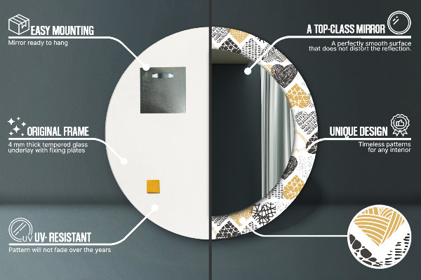 Specchio tondo stampato Cuori Doodle