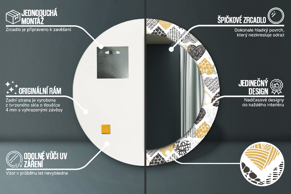 Specchio tondo stampato Cuori Doodle
