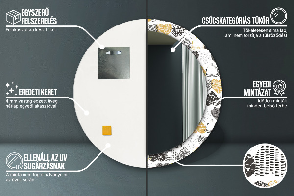 Specchio tondo stampato Cuori Doodle