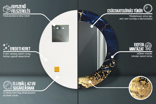 Specchio tondo stampato Marmo blu