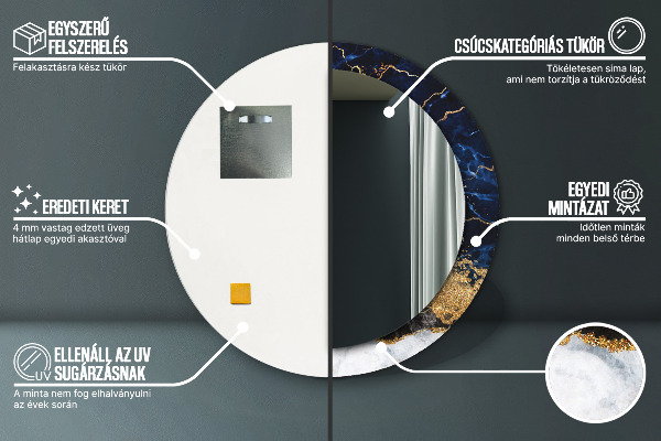 Specchio tondo stampato Marmo blu