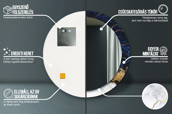 Specchio tondo stampato Marmo blu