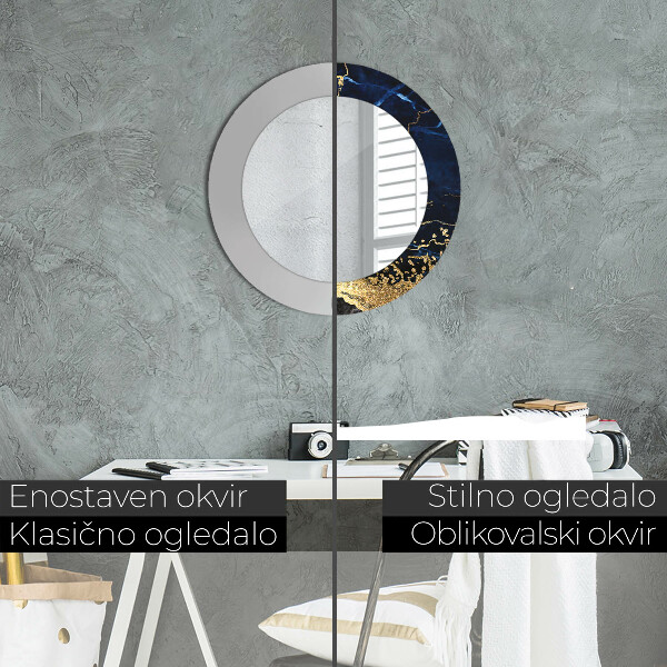 Specchio tondo stampato Marmo blu