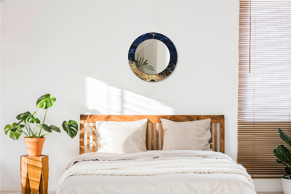 Specchio tondo stampato Marmo blu