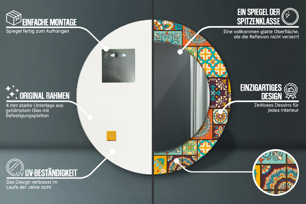 Specchio tondo stampato Modello arabo