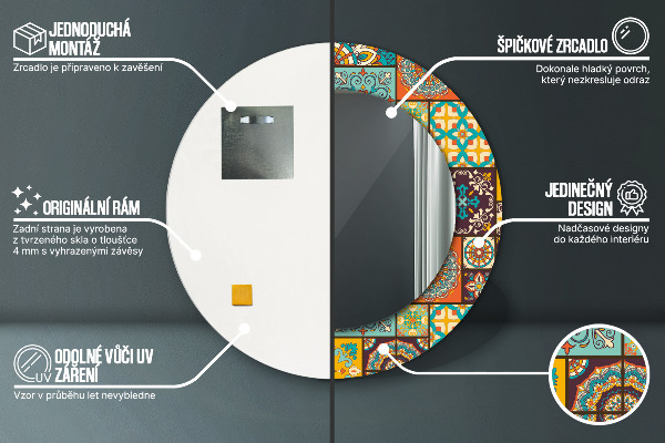 Specchio tondo stampato Modello arabo