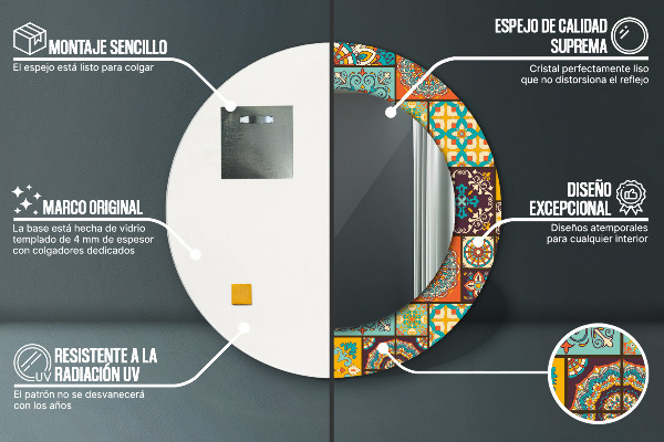 Specchio tondo stampato Modello arabo