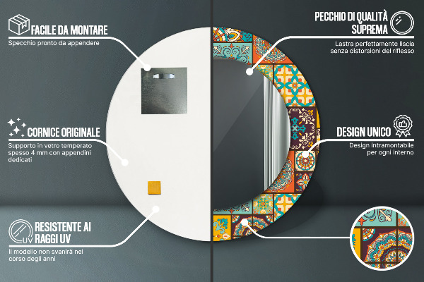 Specchio tondo stampato Modello arabo